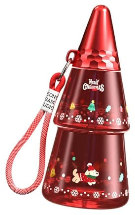 Dickly Weihnachtsbecher mit Strohhalm, Wasserbecher und Umhängeband, Weihnachtswasserbecher für Mädchen und Jungen, Rot