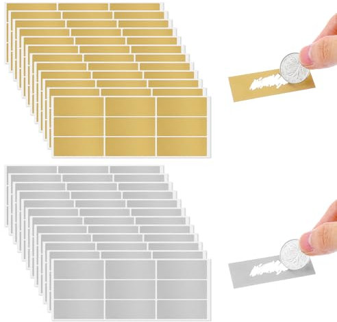 JIYIN 216 Stück Rubbelaufklebe, 65×25mm Rubbelsticker Rubbelaufkleber Scratch Sticker Rubbellose Selber Machen für Hochzeit Geschenke Geburtstag