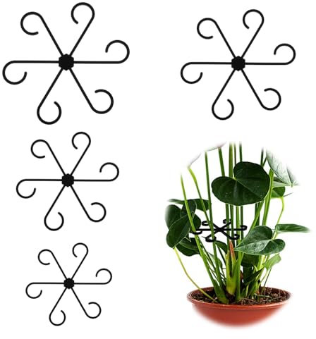 Climbing Houseplant Stem Supports - 4 Pcs Reusable Plant Stem Holders, Plastic Plant Climbers for Indoor and Outdoor Growth, Vertical Support for Plants Supports Various Plants(Green)
