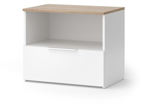 Vicco Kommode Wido, Weiß/Sonoma, 60 x 50 cm | mit klappe, geeignet zur Aufbewahrung von Schuhen im Eingangsbereich