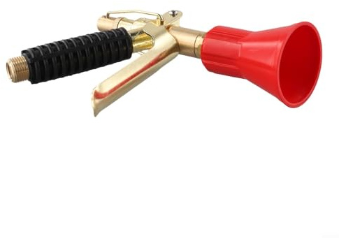 Zilimontt Pulverizador de jardín de alta presión con núcleo de cobre con boquilla atomizadora giratoria, modos de agua ajustables para un riego preciso, diseño de sombrero rojo resistente al viento