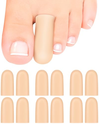 PGRODE 12 Pack Silicone Toe Caps Protectors Covers for Women and Men, Gel Toe Sleeves Cushions for Pain Relief, Bunion, Toenails Loss, Corns, Calluses, Blisters Pads (M)