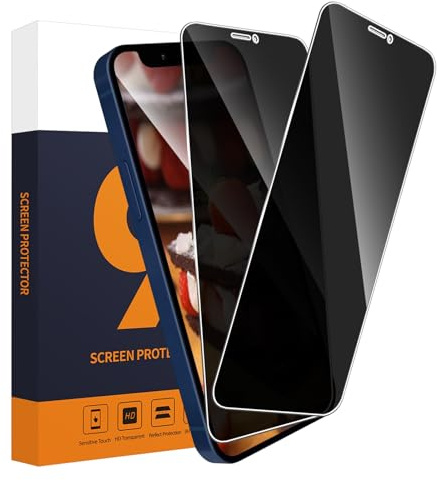 Carantee 2 Stück Schutzfolie für Panzerglas für iPhone 12/12 Pro Sichtschutz, 2,5D Kante, Sensitive Touch, Keine Blasen, Kratzfest Sichtschutzfolie, Privatsphäre Anti-Spy iPhone 12 Displayschutzfolie