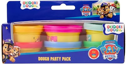 PAW Patrol Knete Set | Okidoki Dough Party Pack mit 6 Farben | Kinderknete ab 3 Jahren | Kreatives Knetset für Kinder | Mit Chase, Marshall, Skye, Rubble, Rocky & Zuma |Offizielles Nickelodeon Product