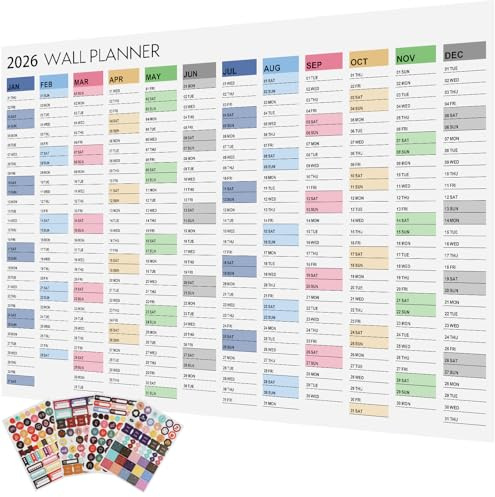 Jahreskalender 2026 Wandkalender, Jahresplaner 2026, Wandplaner mit Kalenderwochen, Feiertagen - Großformat Kalender für Büro, Familie und Schule, Wall Calendar, Plakatkalender