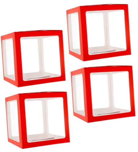 Parliky 4 Stück Ballonboxen aus Papier 30X30X30cm Transparente Party Deko für Geburtstage Hochzeiten und Babyparty als Luftballon Display und Geschenkbox Geeignet