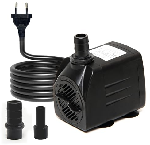 Putfoka Wasserpumpe Tauchpumpe, Ultraleise Brunnenpumpe, Wasserpumpe Springbrunnenpumpe (800L/H, 16W) mit 4,6ft Stromkabel 3 Düsen, Aquarium Pumpe Teich Wasser Pumpe für Fischbecken, Hydrokultur