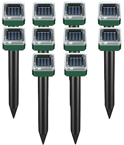 Solar Powered Mole Repellent for Lawns10 Pack Mole Repeller Ultrasonic Gopher Deterrent, Outdoor Waterproof Vole Vibration Stakes,Sonic Spike for Rodent Groundhog Snake Chipmunk Snake Repellent