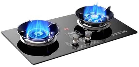 Fornello A Gas A Doppio Bruciatore, Piano Cottura Ad Alta Potenza Da 5,2 KW A 9 Cavità, Fornello Da Piano Di Lavoro A GPL/Naturale For Uso Domestico, Con Timer(LPG)