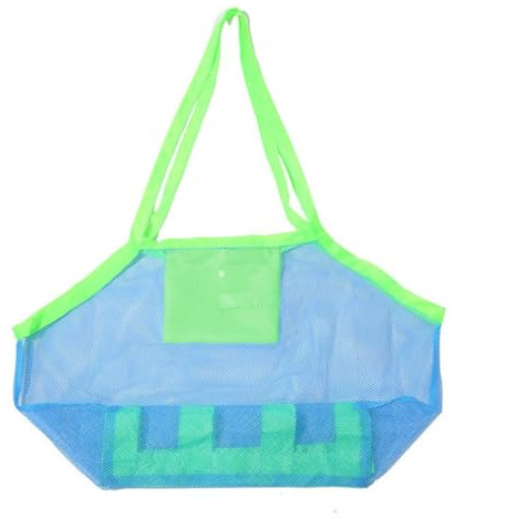 Große Strandtasche 45x45x30cm, Netztasche für Sandspielzeug und Wasserspielzeug, Faltbare Aufbewahrungstasche für Kinder, Leichte und schnell trocknende Badetasche für Strand, Schwimmbad, Familie Urla