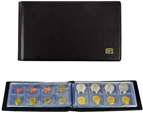 SAFE Taschen-Münzalbum für 80 Münzen bis 40 mm, schwarz | Kompaktes Münzen-Sammelalbum mit 10 Seiten und weichmacherfreien Innenstreifen, ohne Ringmechanik, Format 210 x 105 mm