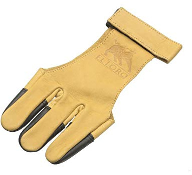 elToro Traditioneller Schießhandschuh, Gelb-Schwarz fürs Bogenschießen (L)