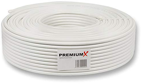 Premium X 50m Basic Koaxialkabel 135dB 4-Fach geschirmt CCS Kupfer-Stahl Satelliten Koaxkabel Antennenkabel Digital SAT TV Kabel