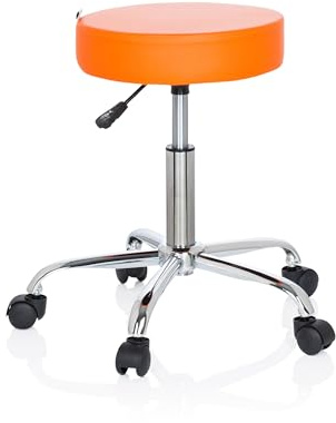 hjh OFFICE 729412 Bürohocker Operator II Kunstleder Orange Hocker höhenverstellbar mit Rollen