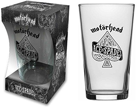Motorhead Beer Glass Ace of Spades Band Logo Official Boxed One Size