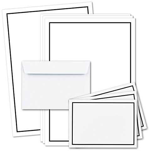 25x Trauer-Papier-Sets DIN A5 Brief-Papier & DIN C6 Trauer-Umschläge I schwarzer Trauer-Rand I 148 x 210 cm I für Laser & Inkjet I TrauerPapiere by GUSTAV NEUSER®