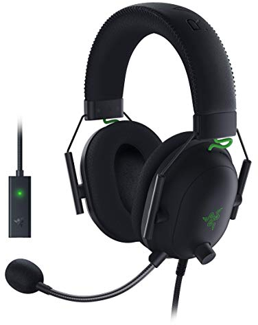 Razer Blackshark V2 - Premium E-Sport-Headset mit USB-Soundkarte (Triforce 50-mm-Treiber, HyperClear Cardiod-Mikrofon, erweiterte Passive Geräuschunterdrückung, THX Spatial Audio) Schwarz