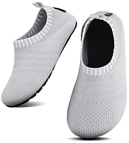 SAGUARO Niños Zapatillas de Estar por Casa Niña Pantuflas Bebé Slipper Niño Zapatos de Interior Infantiles Antideslizantes Ligeras Tejido volado Grisclaro 20/21 EU