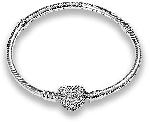 KUNSIR Moments 925 Sterling Silver Snake Chain Bracelets for Women fit Pandora & European Charms Beads