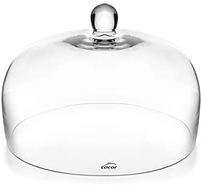LACOR 61806 Campana Copri Piatti, Protegge, Ideale per conservare e Presentare Alimenti, Vetro borosilicato, Molto Resistente, Ø25, Altezza: 14 cm, Cristallo
