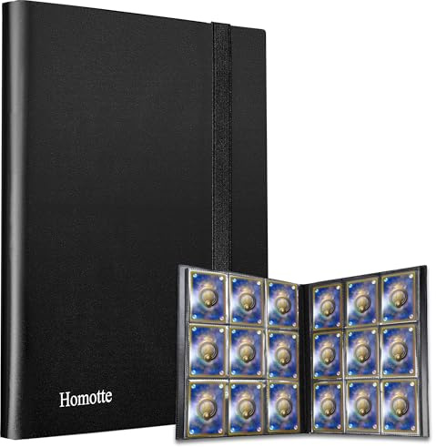 Homotte Trading Cards Binder, 9 Pocket Card Folder 360 Side with for Loading Slot, Collectible Card Holder, Trading Card Games Standard Size Card Album for Sports TCG (BLACK)