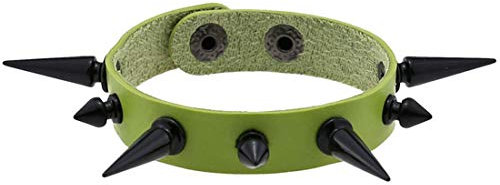 LAIFEKE Unisex Punk Rock Schwarz Spike Armbänder Nietenarmband PU Lederarmband (Grün)