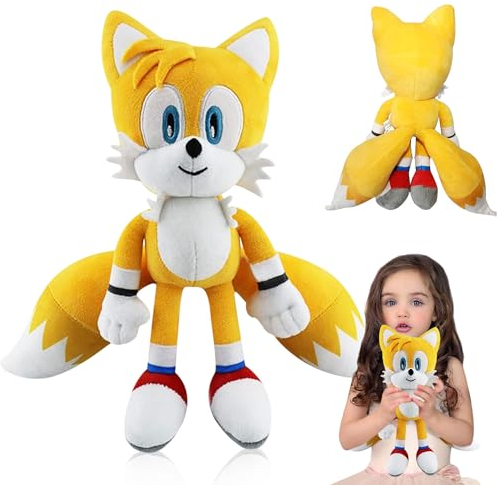 Sonic Cartoon Peluche, 30cm Imbottito Sonico, Simpatico Bambola Farcito, The Hedgehog per Bambini, Giallo