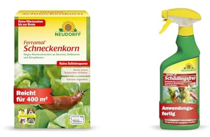 Neudorff Ferramol Schneckenkorn. Zuverlässiger und schneller Schneckenschutz & Spruzit AF Schädlingsfrei – Bekämpft Schädlinge wie Buchsbaumzünsler