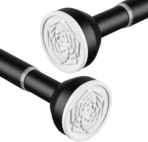 Shower Curtain Pole 83-168cm, Extendable Tension Rod for Curtains No Drill, Black Curtain Poles Adjustable Shower Curtain Rail Shower Pole for Bathroom,Window, Closet