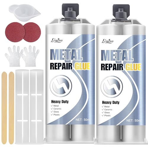 Pegamento para metal – 100 ml 2 componentes epoxi metal soldadura pegamento para reparar metal agrietado, cerámica, plástico, aleaciones de metal – Pegamento multiusos extra fuerte, resistente al