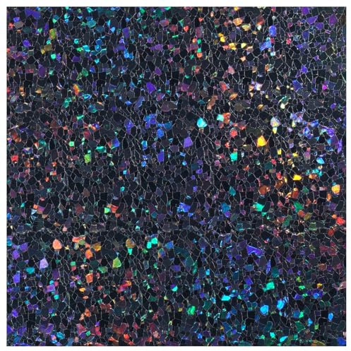 rabbitgoo Blackout Rainbow Window Privacy Film Decorative Stained Glass Diamond Pattern Window Sticker with Iridescent Tint Non-Adhesive Static Cling for Home Office Bathroom, 17.5 x78.7 inch, Black