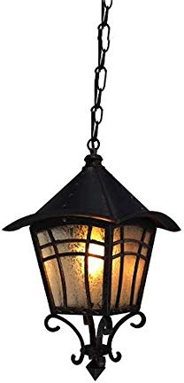 Plafonnier, IP54 Extérieur Lanterne en Verre Suspension Noir Finition Aluminium Métal Rétro Plafonnier Suspension Hauteur Réglable Villa Pavillon Couloir Allée Balcon Suspension Lampe It's so kind of