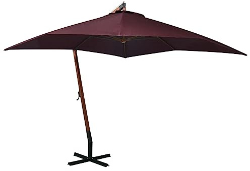 Ampelschirm Bordeauxrot 3x3 m Massivholz Tanne, UV-beständiger Sonnenschutz für Außenbereiche, freistehender Terrassenschirm Gartenschirm mit Polyester Bezug rechteckig