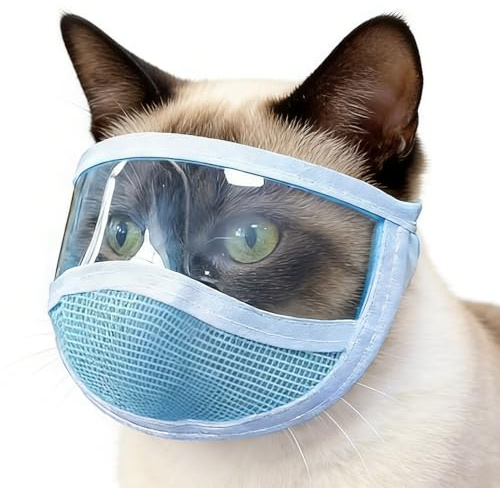 Kattvård Munskydd - Nätkåpa för husdjur - Andningsbart pälsvårdsmask för - För Klippning Av Klor, Trimning, Badning, Klippning Av Päls Och Bettstopp