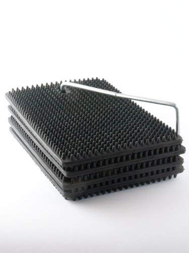 Henry's Anti-Slip Ladder Leveller - Four mats, Made from Heavy-Duty Rubber Matting with nodules, are Linked by a Sturdy Metal Loop and Offer Adjustable Anti-Slip Blocking to go Under The Ladder Foot. | Heavy-Duty Rubber Matting, Nodules, Sturdy Metal Loop, Adjustable Anti-Slip Blocking