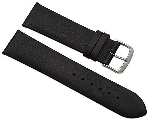 22mm Kalbsleder Uhrenarmband Made in Germany in Schwarz mit silberfarbender Dornschließe MJ-Design-Germany inkl. Myledershop Montageanleitung