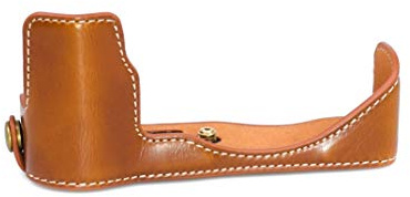 fittings4you Halbschale Kameratasche kompatibel für Fujifilm X70 Tasche Etui Kunstleder braun CC1776b