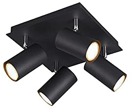 Trio Leuchten Deckenleuchte Marley 802430432, Metall Schwarz matt, Rondel 4-flammig, exkl. 1 x GU10