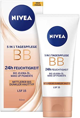 NIVEA 5in1 Tagespflege BB 24h Feuchtigkeit Mittlerer bis Dunkler Hautt, 50 ml