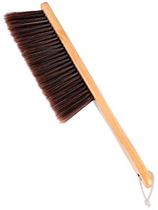 Scopa a mano, spazzola per la polvere, spazzola in crine di cavallo con manico in legno, spolverino per bancone, panca, auto, mobili, letto, pulizia della lavorazione del legno