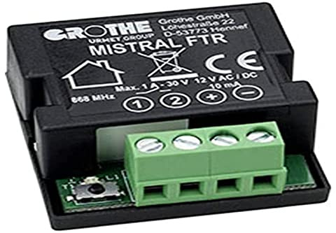 Grothe MISTRAL FTR Funk-Türöffner Relais 150 m Reichweite, Timer einstellbar, bis zu 15 Sender koppelbar, Unterputz Montage (für sichere & komfortable Türöffnung per Funk)
