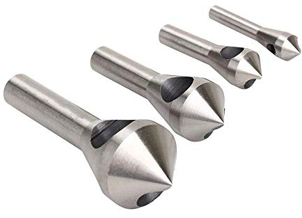 Set di 4 pezzi di utensili per sbavatura, senza rivestimento in titanio, per legno, metallo, plastica, svasatura e svasatura