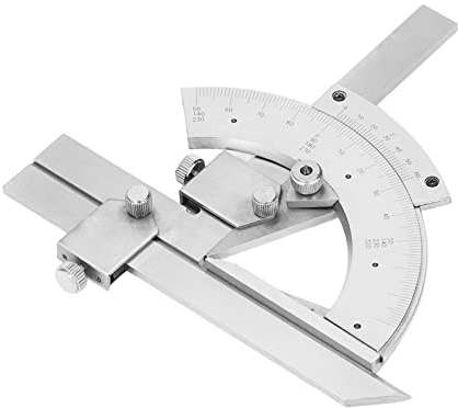 Vernier Bevel Protractor, 0?320° Universal Stainless Steel and Carbon Steel Fine Tuning Angle Finder Woodworking Measuring Ruler, with Storage Box(High carbon steel ordinary type)
