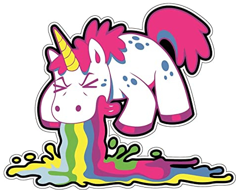 Fun Aufkleber Autoscheibe Kotzendes Einhorn Schild Folie selbstklebend, transparent | Größe wählbar Made in Germany, Größe: 30x24 cm