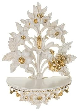 artissimo Wandkonsole Barock Elfenbein Gold/Spiegelkonsolen/Wandregal/Deko H35 Blumen cp82