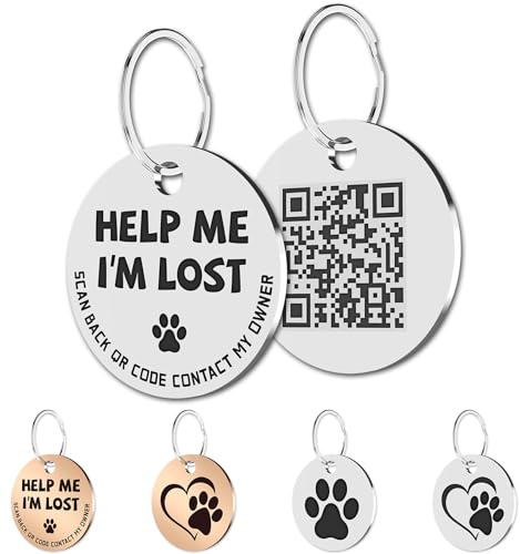 MYLUCKYTAG Rostfritt stål QR-kod husdjur ID-taggar hundtaggar - husdjur online-profil - Skanna QR ta emot omedelbar varning för husdjur