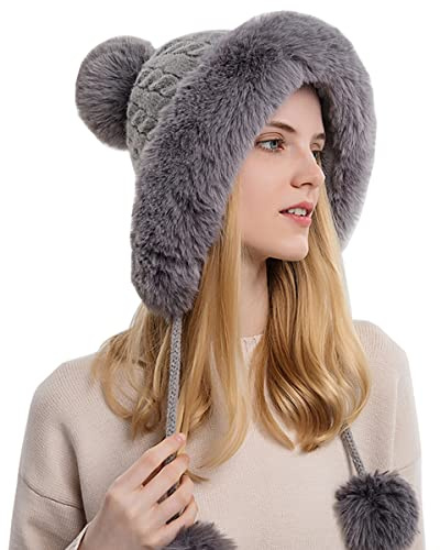 YEKEYI Women Winter Hats Warm Hooded Winter Balaclava Pullover Knitted Hat Winter Balaclava Pullover Knitted Hat