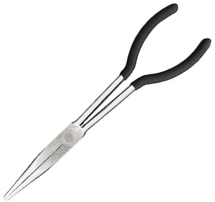 Xnrtop 11 Inch Long Reach Long Nose Pliers | Designed for Mechanics, Technicians, and Contractors | Work with Delicate or Difficult-to-Reach Pieces | Milled-Jaws | Steel “Needle Nose (Black)
