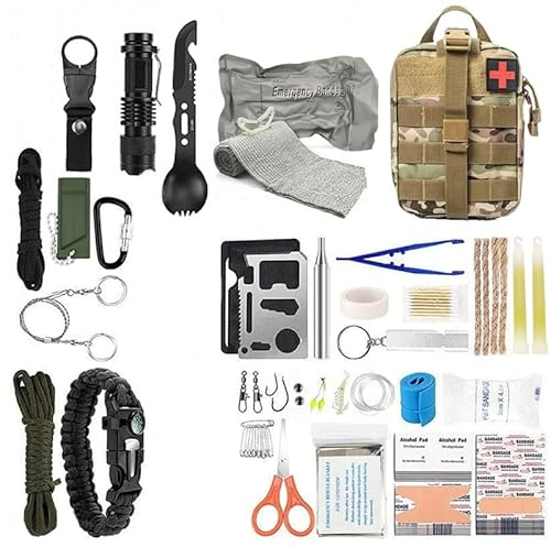 75 STÜCKE Notfall-Überlebens kits, Erste-Hilfe-Set für taktische Militär traumata, Molle EMT IFAK Beutel Outdoor-Ausrüstung Tourniquet Bandage Control Kit für Camping wandern Jagd reisen (Braun)