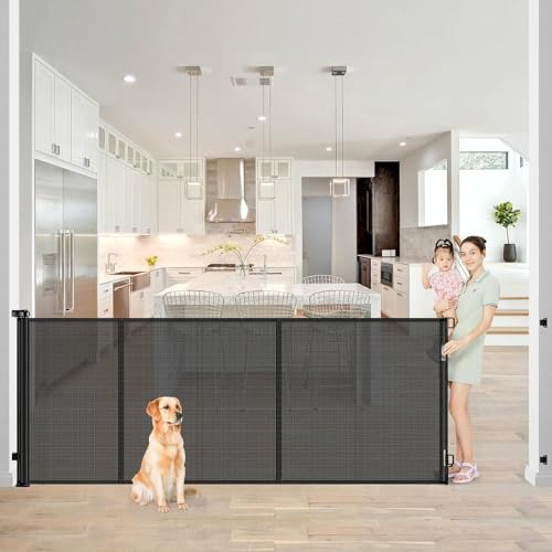 Treppenschutzgitter Türschutzgitter Ausziehbar 0-300 cm,Baby Absperrgitter Schutzgitter Treppe für Kinder,Katzen und Hunde,Geeignet für Innen Außenbereich (300cm/schwarz)